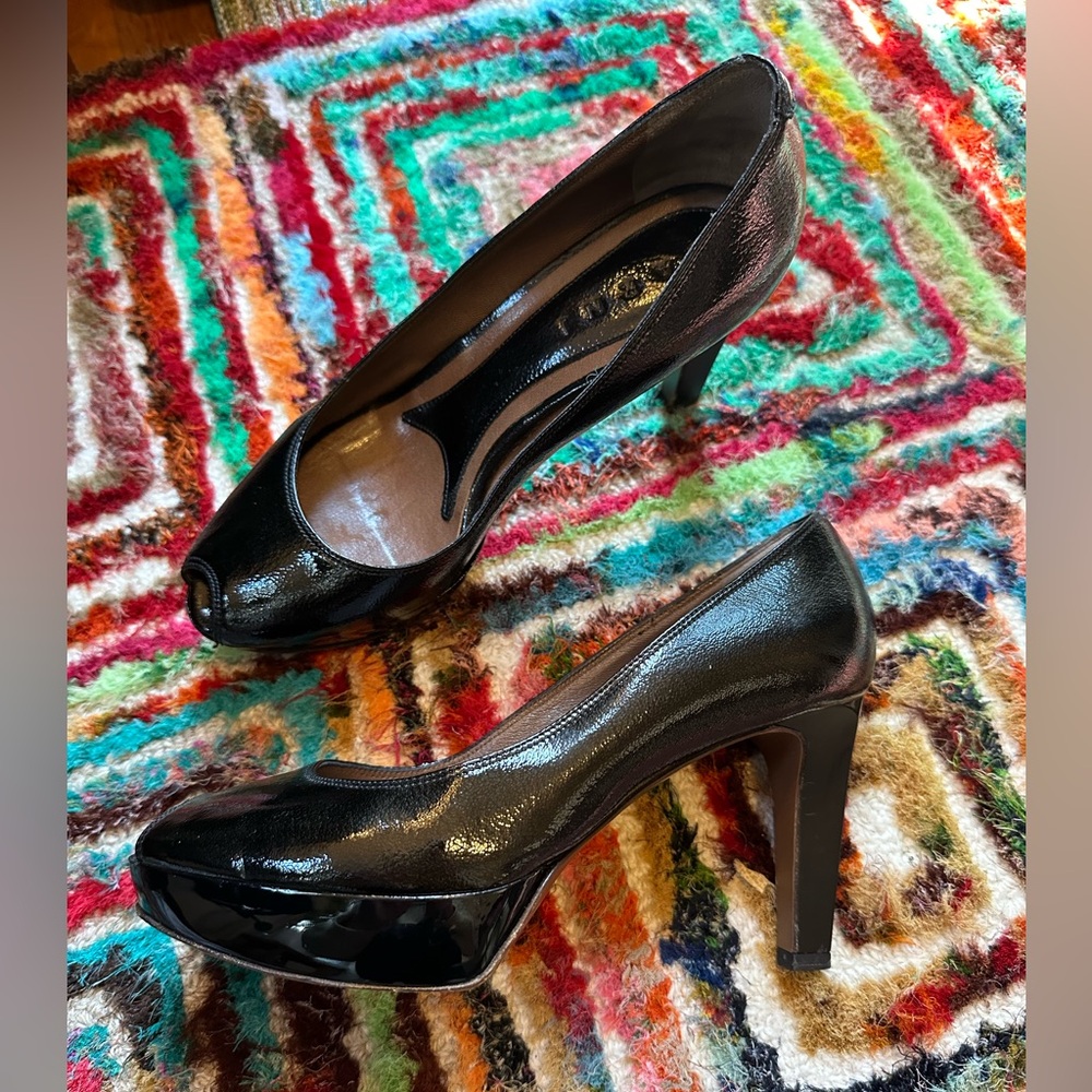 Marni black patent leather platform peep-toe heels- size 38 (EU)/7.5